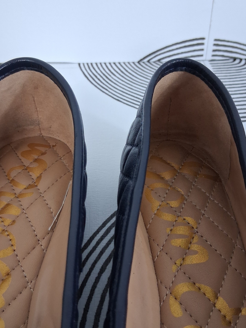 Sam Edelman Marilyn Women's 8 Navy Blue Quilted Cap Toe Leather Ballet Flats - Picture 12 of 14